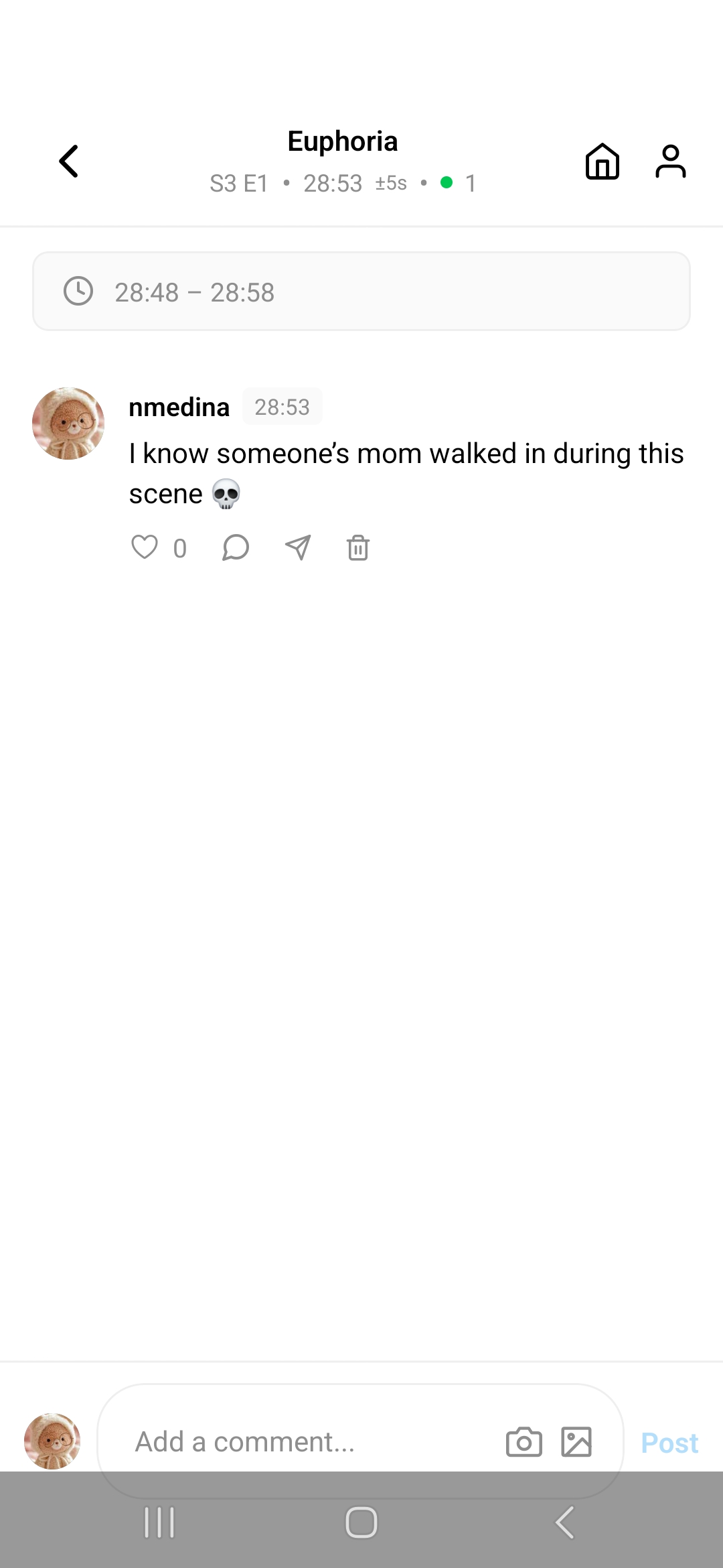 A comment pinned to a timestamp